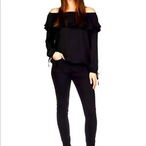 Michael Kors Ruffle Off The Shoulder Peasant Top